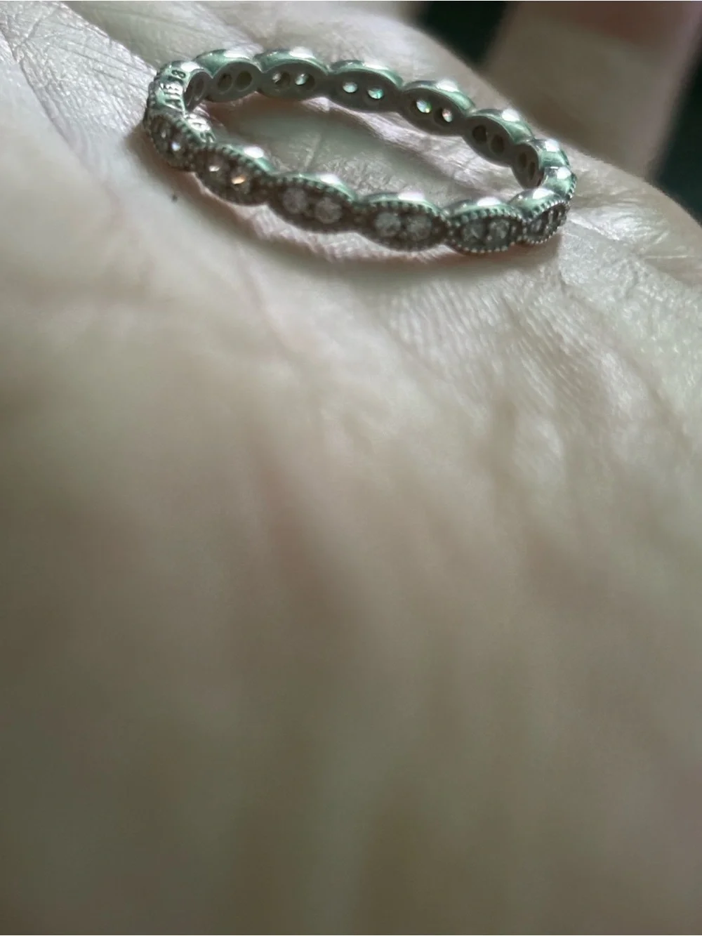 Pandora Silver Marquise Band with White Stones